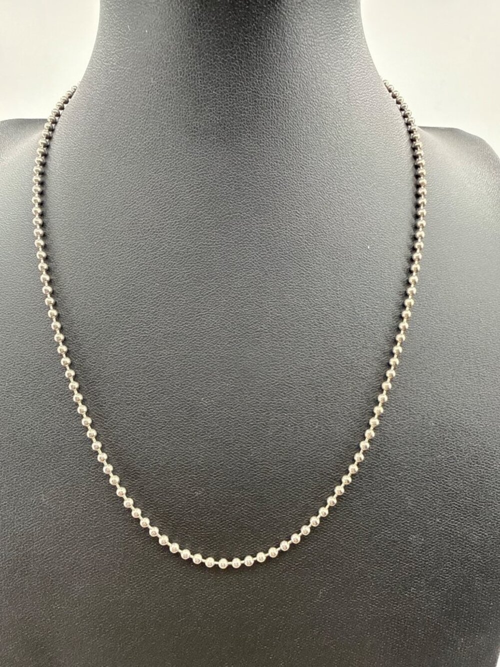 Vintage Silver Ball Bead Chain Necklace Classic Minimalist Everyday Layering